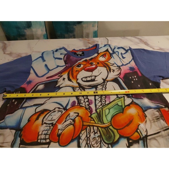 Vintage Tony the Tiger Blinged Out T-Shirt Y2K era streetwear fashion hip hop XL - Picture 9 of 16